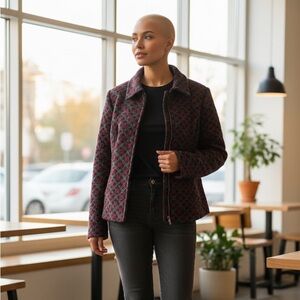 Requirements Plaid Zip-Up Jacket – Size 14 – Red/Black – Vintage Y2K Vibe